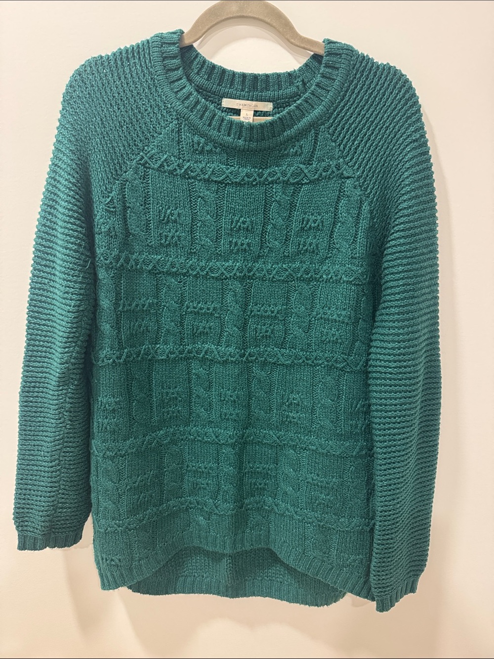 41 Hawthorn Teal Cable-Knit Crewneck Sweater
